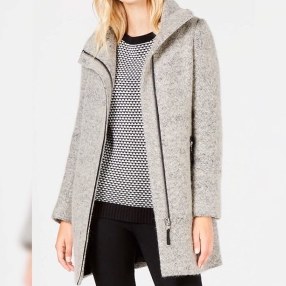Calvin Klein Jackets & Blazers - LIKE NEW Calvin Klein Wool Coat Faux-Leather-Trim